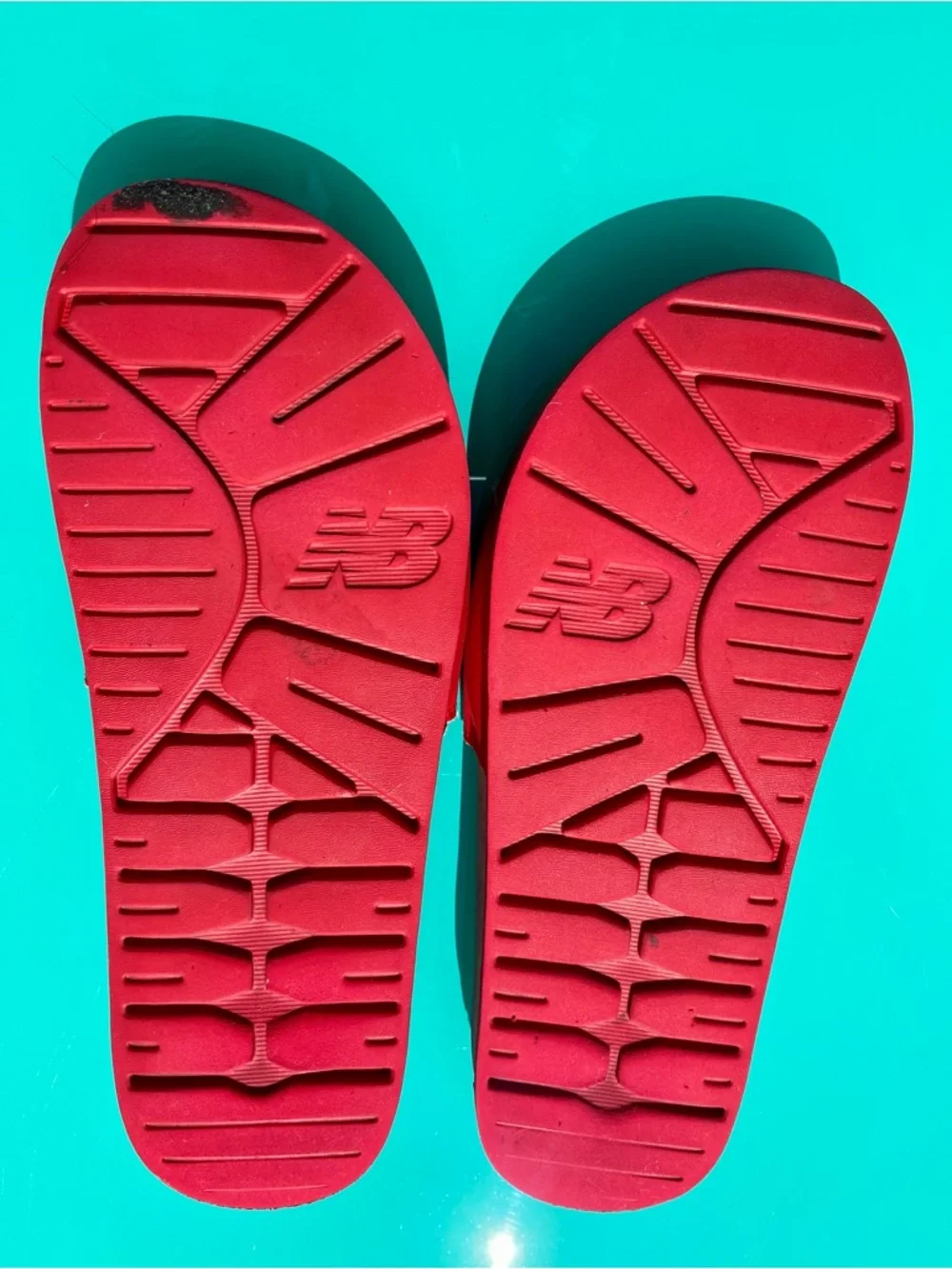 New Balance Red Slide Sandals with White NB Logo - Picture 3 of 3